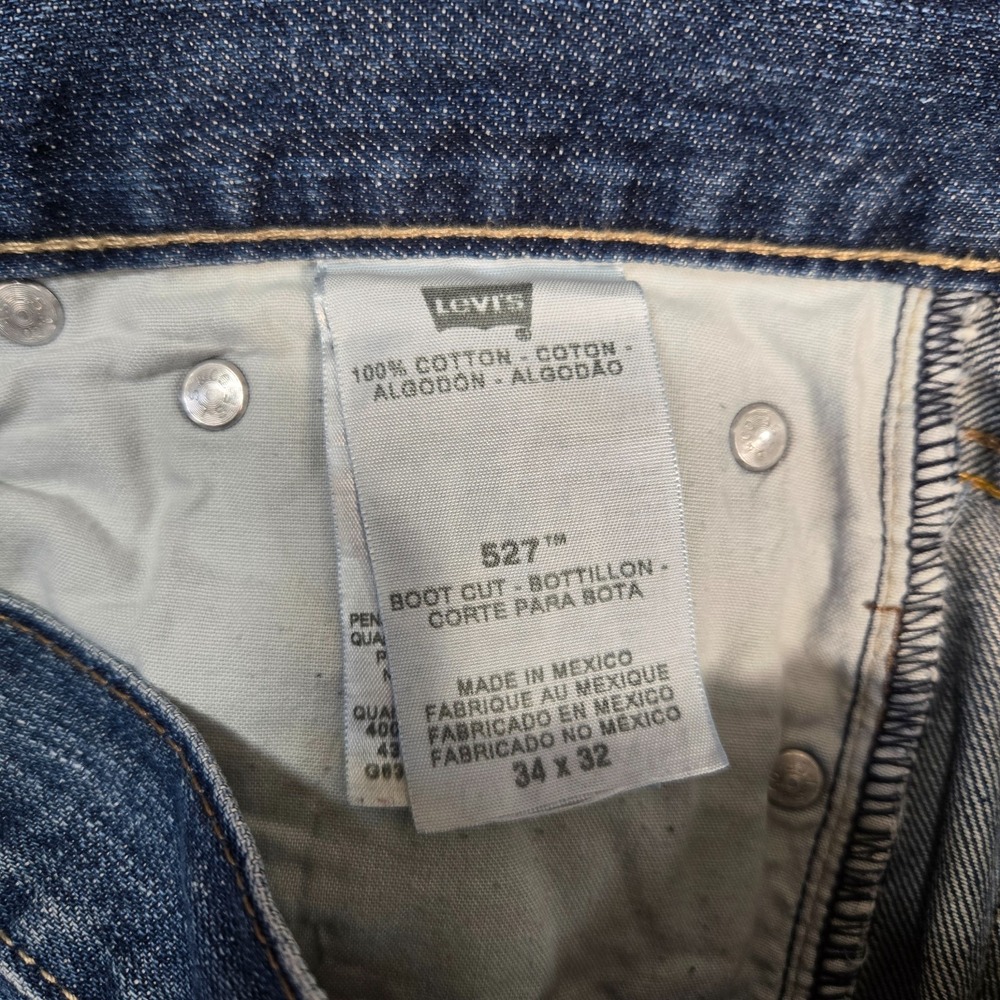 Levis 527 Jeans Mens 34x32 Blue Bootcut Slim 100% cotton - Picture 8 of 10